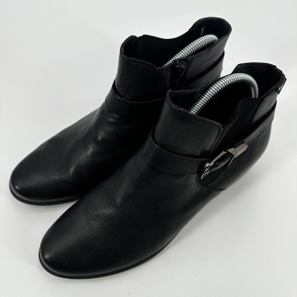 Mephisto Stefania Womens Black Leather Buckle Strap Wedge Ankle Boots Size US 10 - Picture 2 of 11